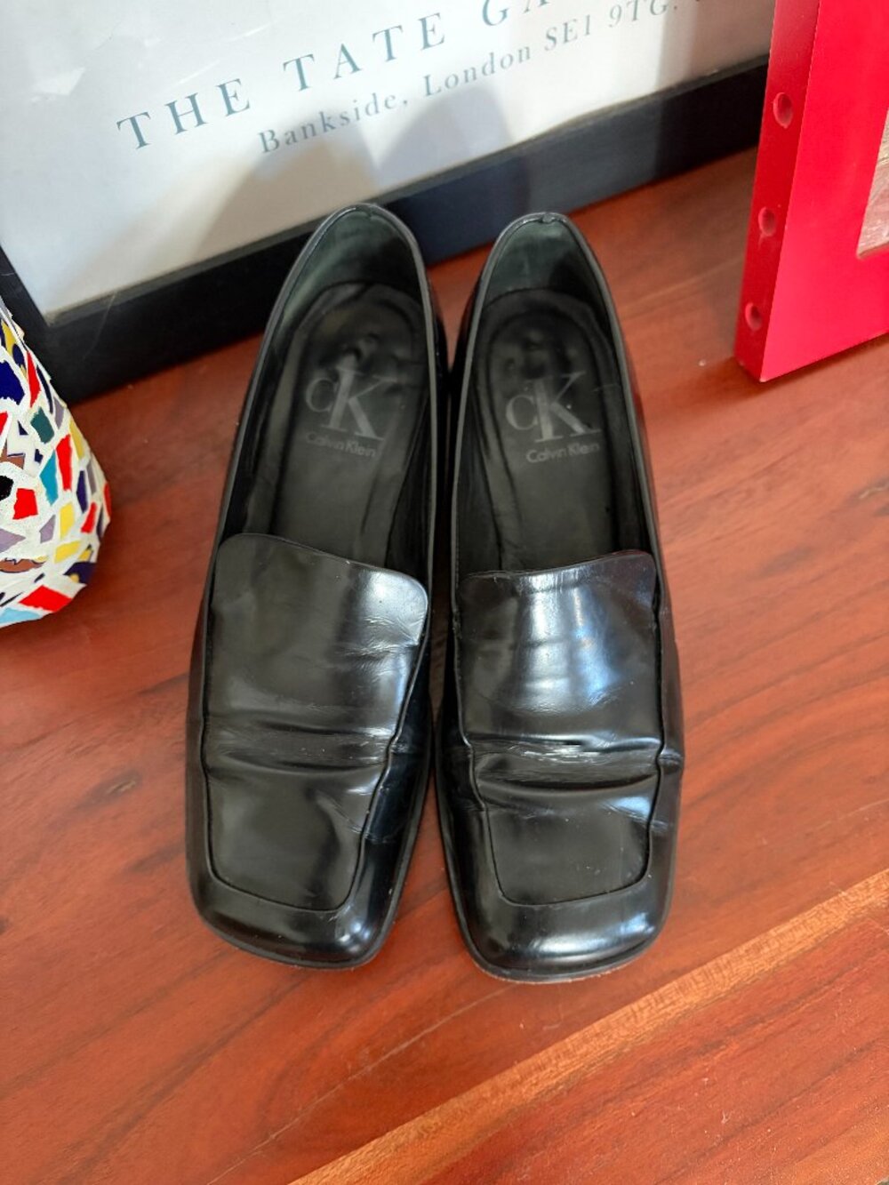 Vintage Calvin Klein Square Toe Black Heeled Loafers - Size 6